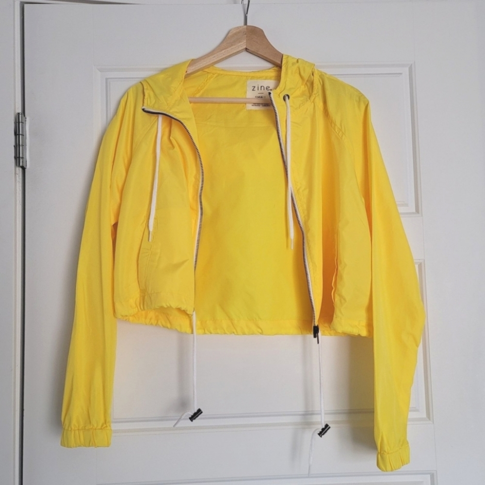 Yellow cropped rain hoodie